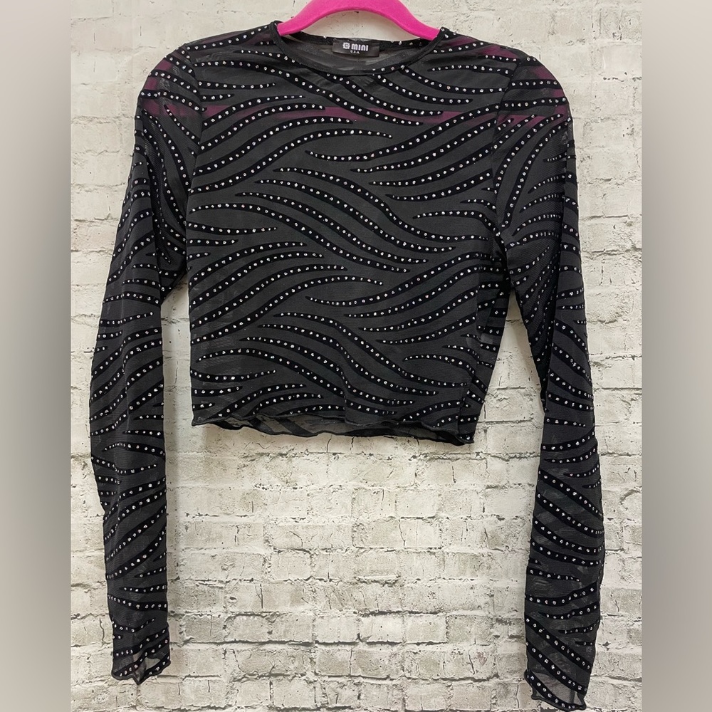 Sparkly Mesh wave crop top NEW